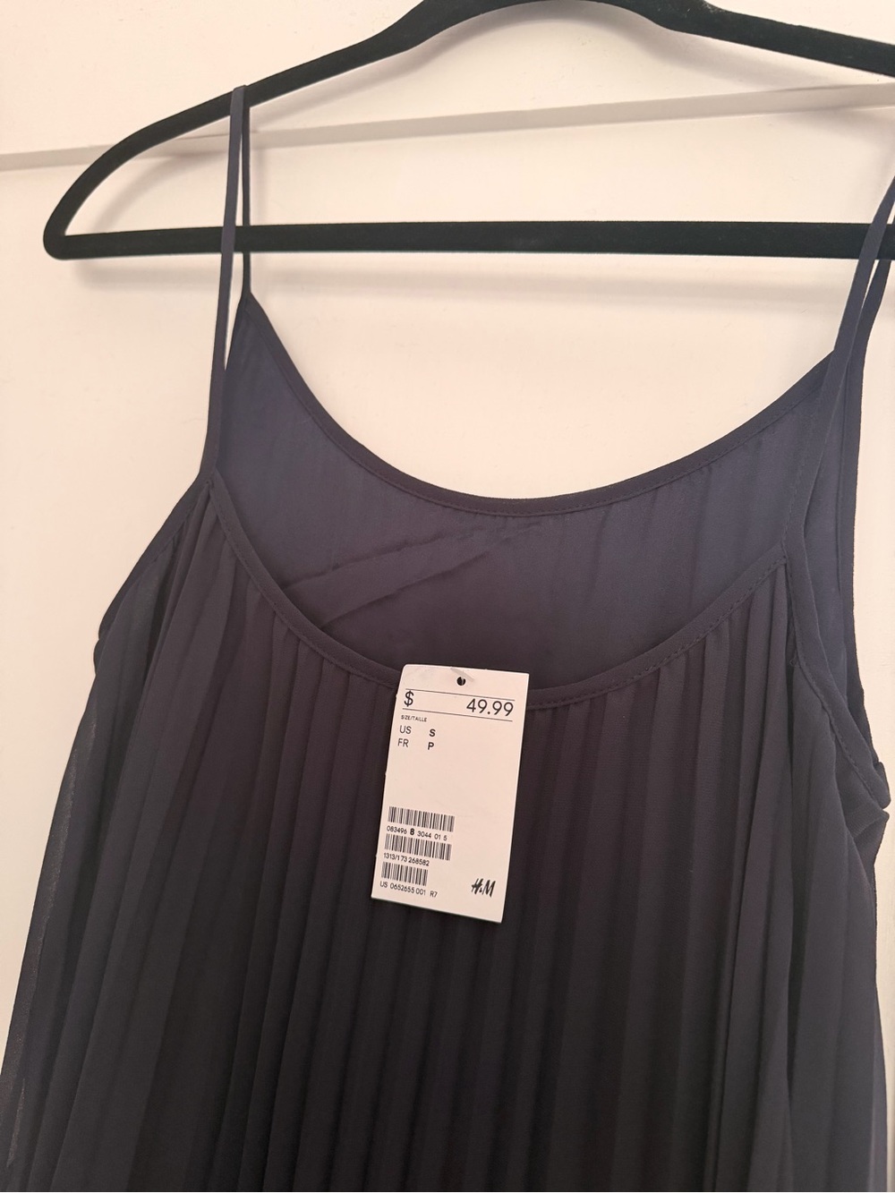 H&M Pleated Strap Dress - Navy